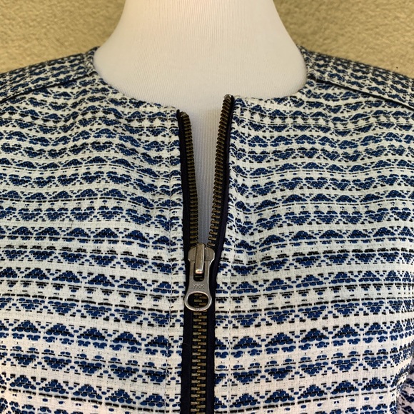J. Crew Navy & White Woven Jacket Zip-Up Small - Picture 6 of 8